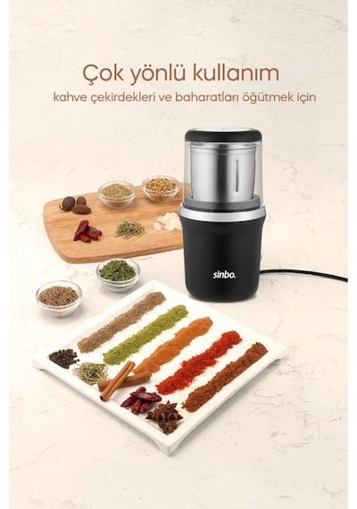 Sinbo Kahve Baharat Öğütücü Krom Siyah