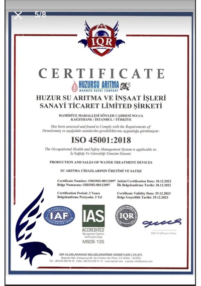 huzursu SU ARITMA  CİHAZI FİLTRESİ SETİ 5 Lİ +8" MİNERAL +4 İN1 Infrared Filtre  (nsf Onaylı)