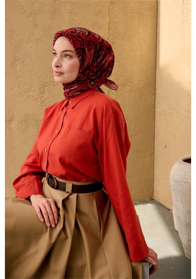 Silk Home Soft Eşarp 73099-21 Açık Kırmızı, Soluk Siyah, Vizon