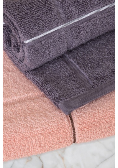 Varol Kare Serisi Micro Cotton 30x50cm 3 Lü Havlu Seti V2/30x503adet Antrasit - Bej