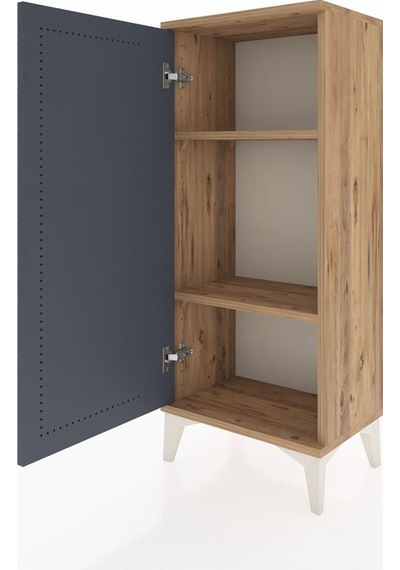 Arges Komodin 2 Raflı Tek Kapaklı 44x30x106 Çam-antrasit Atlas Çam