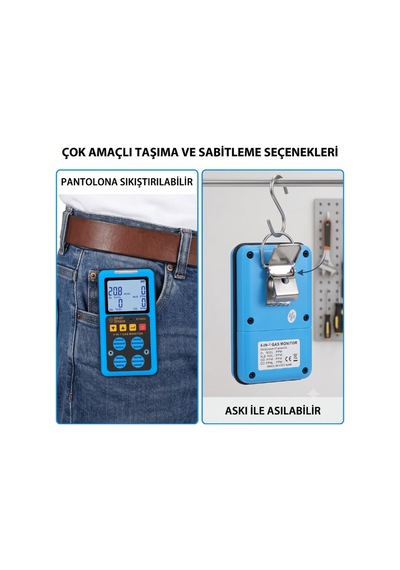 Smart Sensor St8904 Taşınabilir 4 Lü Gaz Dedektörü O₂, Co, H₂s Ve Lel
