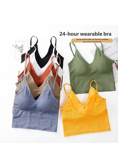 Ece's Design İnce Askılı Crop Atlet Soft Dokulu Rahat Bralet Üst W1011 Yeşil