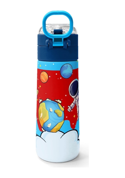 Coral High Kids Kırmızı Mavi Astronot Uzay Desenli Pipetli Ve Direkt İçim Çelik Termos 500 Ml 38127 Kırmızı
