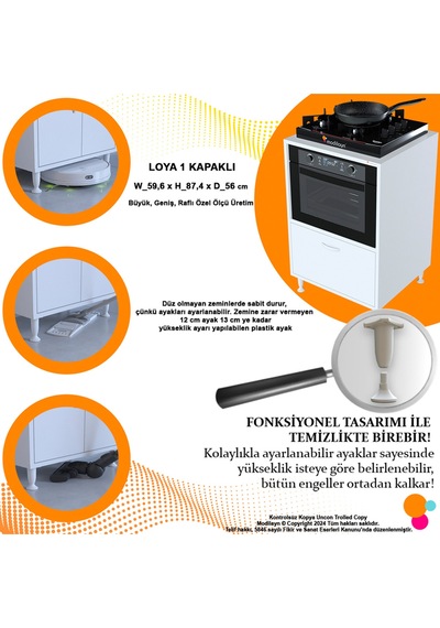 Luma 59,6 X 87,4 X 56 Cm Set Üstü Ocak Ve Ankastre Fırın Dolabı Beyaz
