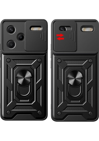 Apsuwa Xiaomi Redmi Note 13 Pro Plus 5g Kılıf Yüzüklü Sürgülü Kamera Korumalı Pars