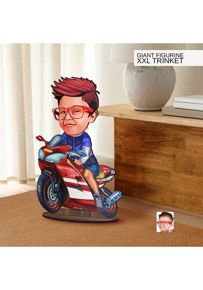 Bk Gift Kişiye Özel Motorcu Çocuk Karikatürlü Büyük Boy Ahşap Biblo-1 Arkadaşa Hediye , Sevgiliye Hediye, Kişiye Özel Biblolar Kobitmeyen137523 Bk Gif