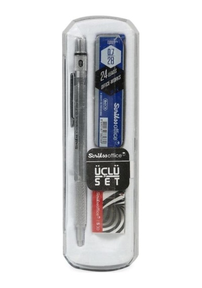 Saten Gri Graph-x 3'lü Versatil Kalem Seti, 0.7 mm