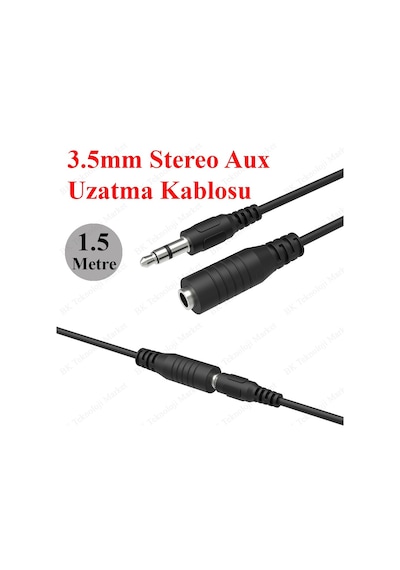 1.5 Metre 3.5Mm Stereo Aux Ses Uzatma Kablosu