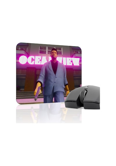 Gta Vice City Kaymaz Dikişli Kauçuk Oyuncu Mousepad V1 - 22x18 Gaming Mouse Pad Fare Altlığı