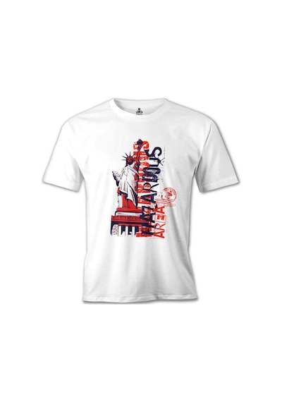 New York - Liberty Area Beyaz Erkek Tshirt