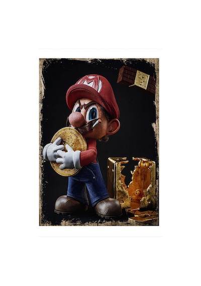 Bedeko Super Mario Ve Bitcoin Desenli Mdf Tablo 50 Cm X 70 Cm