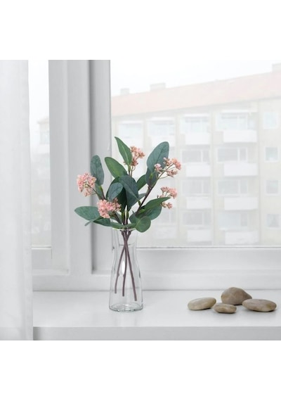 Ikea Smycka Yapay Okaliptüs Dalı 30 Cm Koyu Yeşil Açık Pembe Pembe - Yeşil