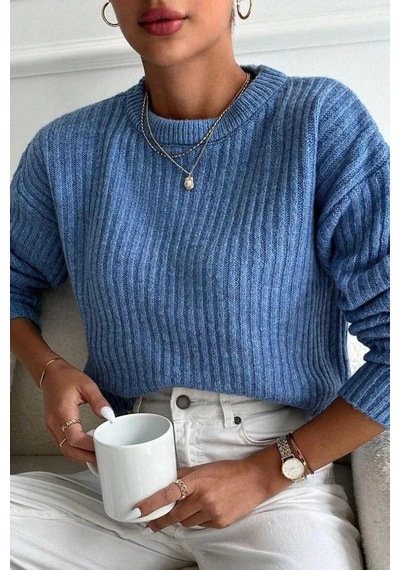 Miss Poem Kadın Kışlık Bisiklet Yaka Basic Oversize Uzun Triko Kazak Çok Renkli