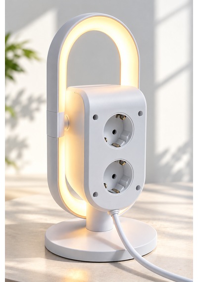 Akım Korumalı Masaüstü Güç Ünitesi 2 Priz, 2 Usb-c + Usb-a, 20w Pd & 18w Qc Hızlı Şarj, Led Ortam Aydınlatmalı 3680w 1.9 M
