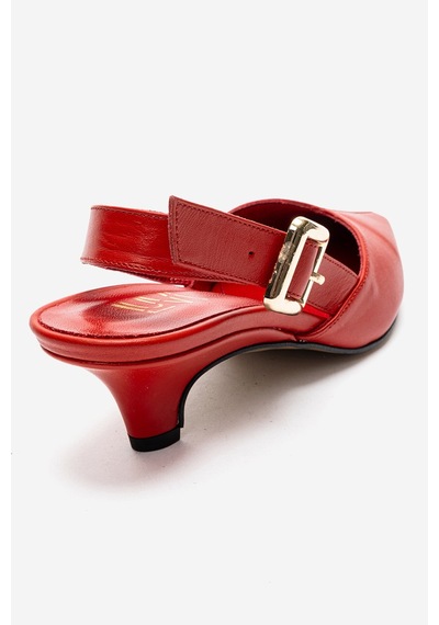 Luvishoes Dıorıs Kırmızı Cilt Hakiki Deri Kadın Kısa Topuklu Ayakkabı