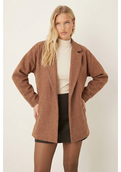 Armonika Kadın Sütlü Kahve Erkek Yaka Yanları Yırtmaçlı Oversize Ceket Arm-26k001009 Armonika Kadın Sütlü Kahve Erkek Yaka Yanları Yırtmaçlı Oversize Ceket Arm-26k001009