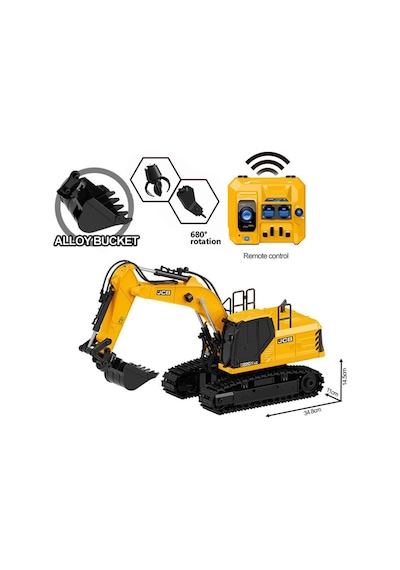 Jcb Lisanslı 3'ü 1 Arada Uzaktan Kumandalı Ekskavatör Oyuncak Metal Kepçeli Rc Ekskavatör Oyuncakları İnşaat Aracı