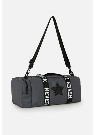 İcone Bag Çocuk Yıldız Logolu Spor Çanta, Çocuk Spor Çanta, Fermuarlı Detaylı Çocuk Spor Çanta Gri