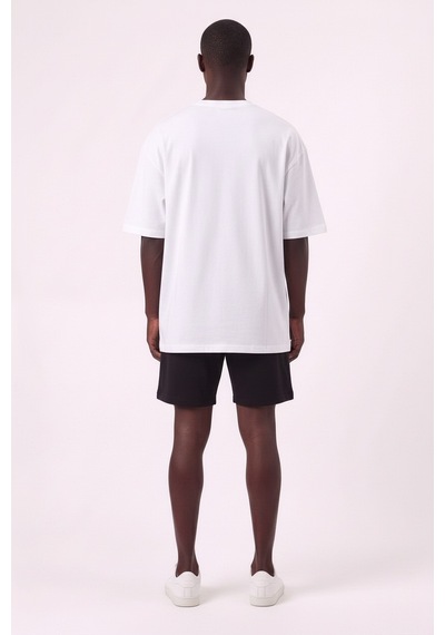 Lixa Chicago Beyaz Oversize Erkek T-shirt 142706 SİYAH