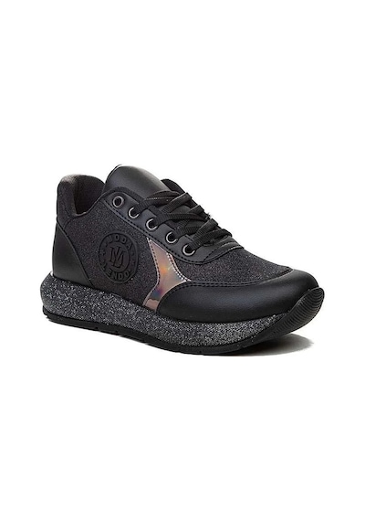 Tarzbu Modalendo Günlük Sneaker Yürüyüş Cilt Simli Siyah Kadın Ayakkabı Siyah