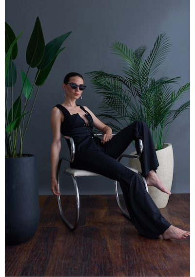 Rebellion Venüs Wool Pants Siyah Beyaz Çizgili
