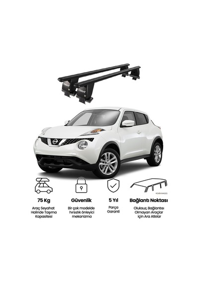 Royal Nissan Juke 2010 - 2019 Uyumlu Siyah Kilitli Ara Atkı Port Bagaj Tavan Barı