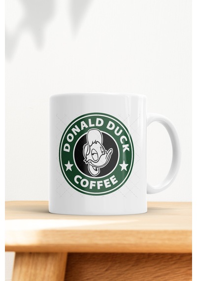 Donald Duck Coffee Baskılı Kupa Bardak Beyaz