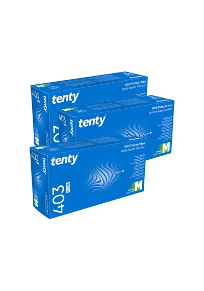 403 Medium M Nitril Pudrasız Mavi Hijyenik Eldiven 100'lü 3 Paket