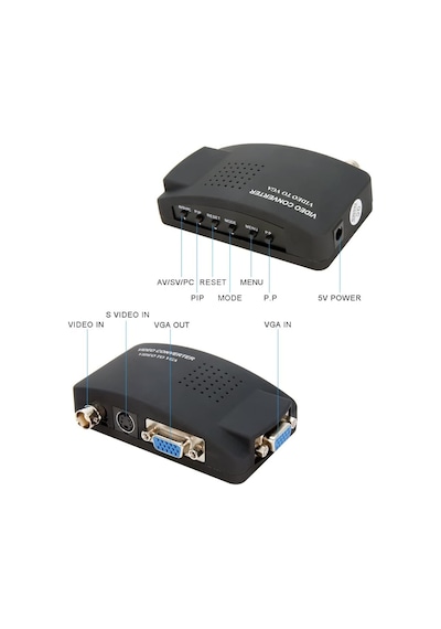 BNC - VGA Video Dönüştürücü Bileşik S-Video Girişi - PC VGA Çıkış