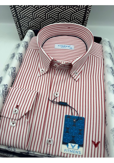 Slim Fit Uzun Kol Premium Çizgili Yaka Düğmeli Hediye Kutulu Erkek Gömlek Fs-004440 - Bordo-3181 Slim Fit Uzun Kol Premium Çizgili Yaka Düğmeli Hediye Kutulu Erkek Gömlek Fs-004440 - Bordo-3181