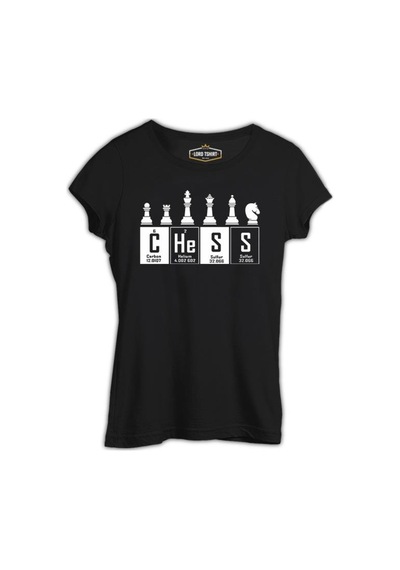 Satranç - Elementler Siyah Bayan Tshirt