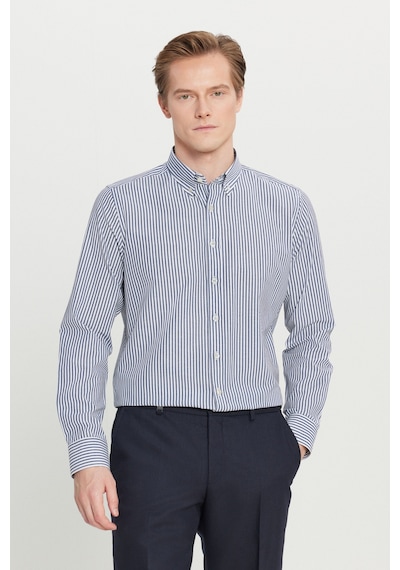 AC&Co / Altınyıldız Classics Erkek Beyaz Antrasıt Pamuklu Tailored Slim Fit Dar Kesim Düğmeli Klasik Yaka Çizgili Gömlek Beyaz Antrasıt AC&Co / Altınyıldız Classics Erkek Beyaz Antrasıt Pamuklu Tailored Slim Fit Dar Kesim Düğmeli Klasik Yaka Çizgili Gömlek Beyaz Antrasıt