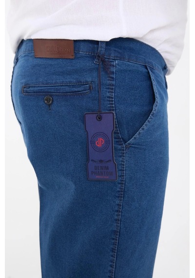 Phantom Jeans Büyük Beden Erkek Likralı Battal Yüksek Bel Kot Pantolon Rahat Kesim Jean Denim Açık Mavi Açık Mavi