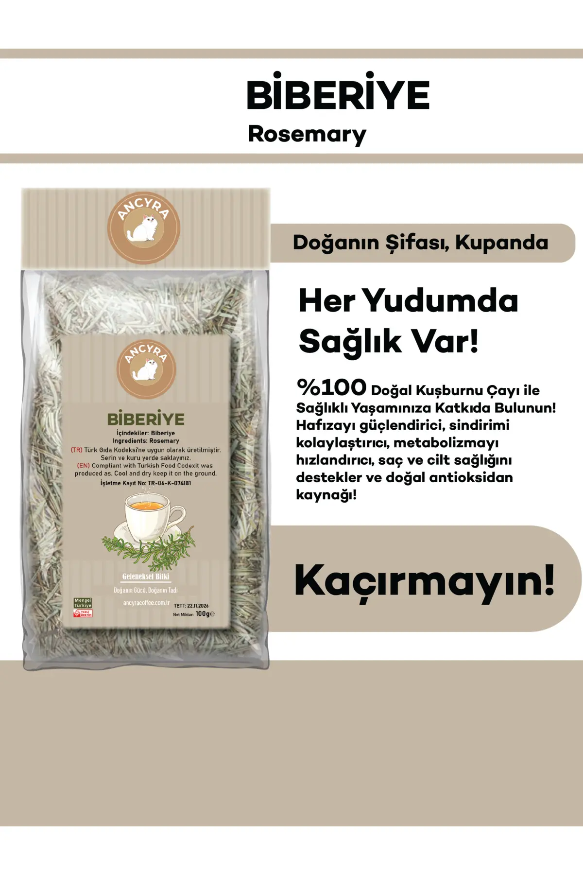 Biberiye Bitki Çayı Rosemary Tea 100g