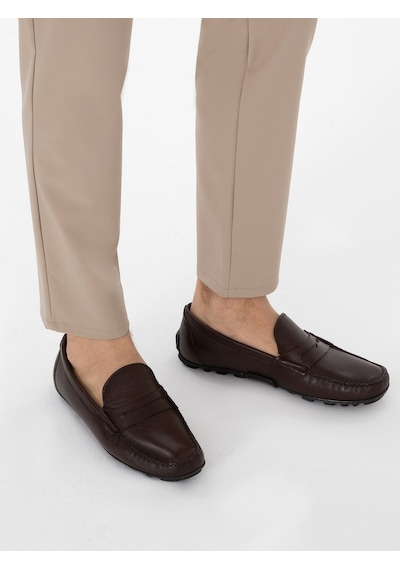Cacharel Kahverengi %100 Deri Loafer Ayakkabı