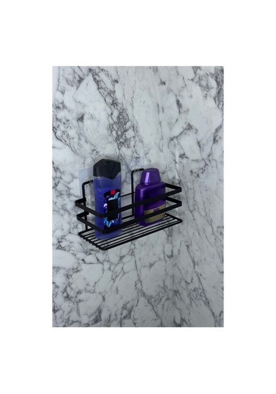 Buççin Online Mağaza Banyo Düzenleyici Şampuanlık Sabunluk 1 Adet Lamalı Yapışkanlı Duş Rafı Organizer Metal Siyah Çok Renkli