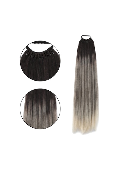 Lastik Tokalı At Kuyruğu Düz / Kumral / Beyaz Platin Ombre - Ezjı-718148 Renkli