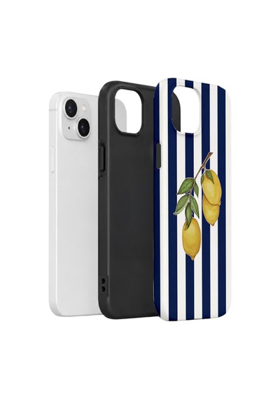 Apple iPhone Uyumlu 15 Vorian Çift Katmanlı Kılıf Amalfi Lemon Branch