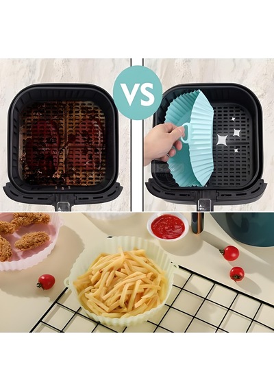 Renkli Isıya Dayanıklı Yıkanılabilir Silikon Fırın Ve Airfryer Kare Model Pişirme Matı 20 Cm Pembe