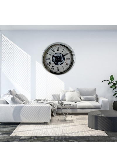 Roma Atlas Silver 60 Cm Çarklı Krom Duvar Saati Çok Renkli