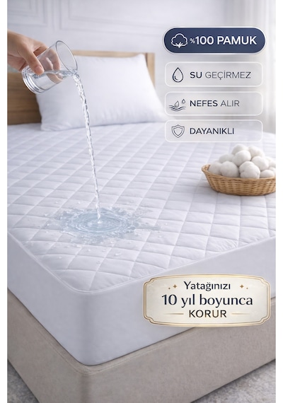 Formeya Kapitone Fitted Su Geçirmez Pamuk Yatak Koruyucu Alez 10 Ebat