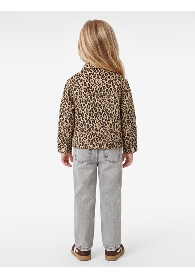 Koton Leopar Desenli Bol Kesim Pamuklu Uzun Kollu Denim Ceket Kahverengi Desenli 7wmg60001ad