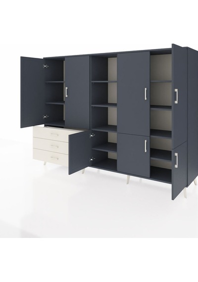 Hyperion Dolap 11 Raflı 3 Çekmeceli 7 Kapaklı 220x44x163 Antrasit Antrasit-antrasit/aytaşı Hyperion Dolap 11 Raflı 3 Çekmeceli 7 Kapaklı 220x44x163 Antrasit Antrasit-antrasit/aytaşı