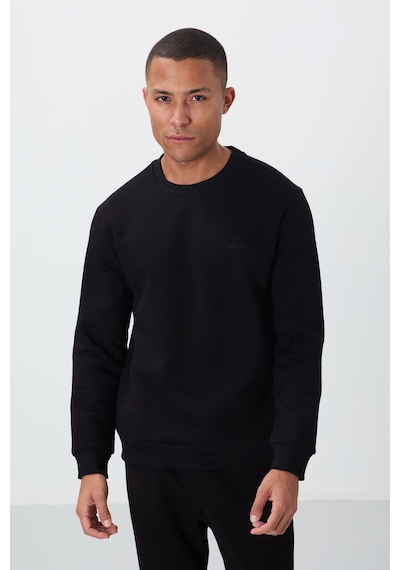 Tommy Life Siyah Pamuklu Kalın İçi Tüylü Yumuşak Dokulu Comfort Fit Nakışlı Erkek Eşofman Takım -85265 Siyah