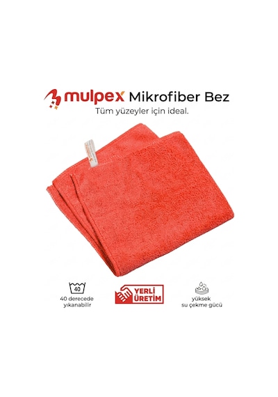 Mulpex Mikrofiber Genel Temizlik Bezi Kırmızı 40x40 Cm. - 400 Adet