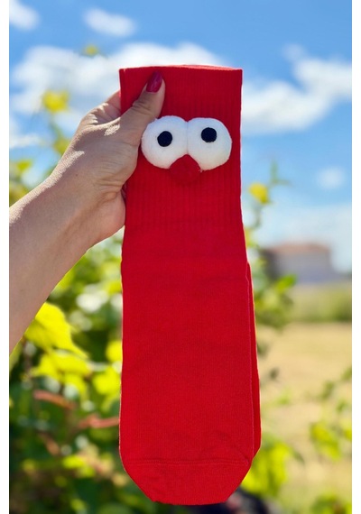Lousocks Unisex Kırmızı Pörtlek Gözlü Eğlenceli Soket Çorap