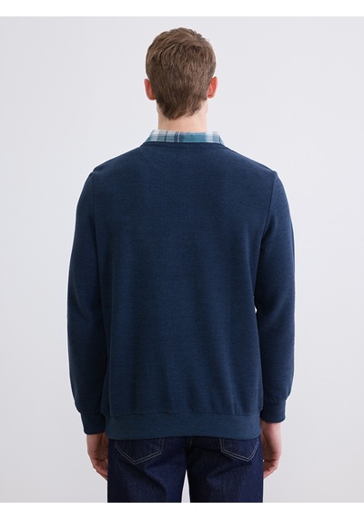 Lcwaıkıkı Classic Lacivert Gömlek Yaka Erkek Sweatshirt