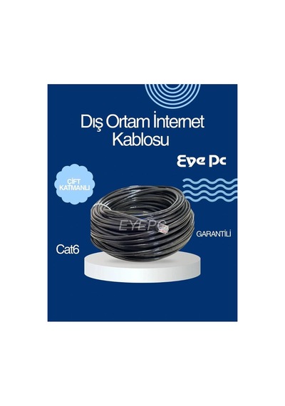 200 Metre Cat 6 Dış Ortam Internet Modem Kablosu Pc Uçları Takılı Test Edilmiş