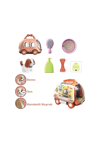 Jnd-6802 Taşıma Araba Çantalı Hareketli Pilli Köpek Set -vardem Oyuncak Standart